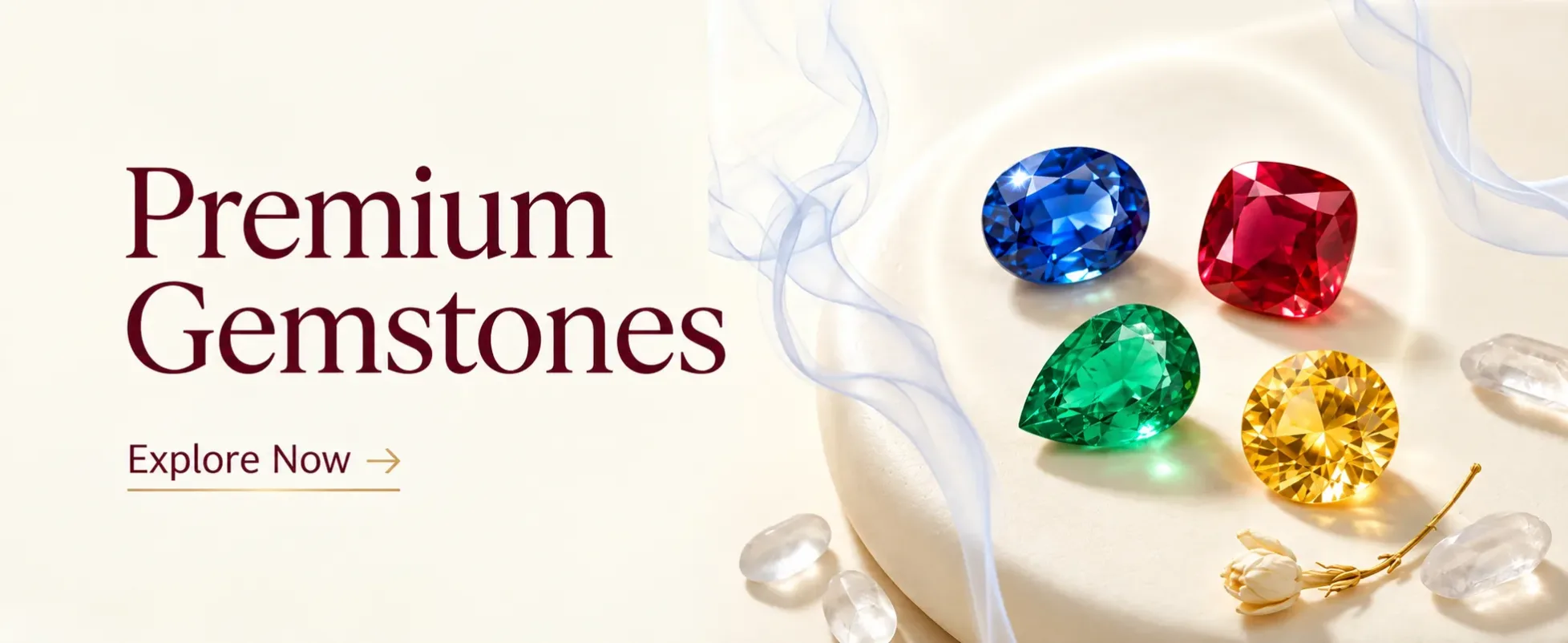 Premium gemstones — ruby, emerald, blue sapphire and yellow sapphire