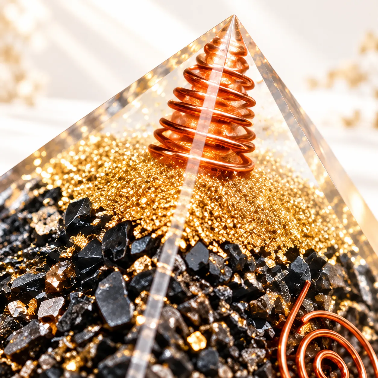 Black Tourmaline Orgonite Pyramid – 7 cm