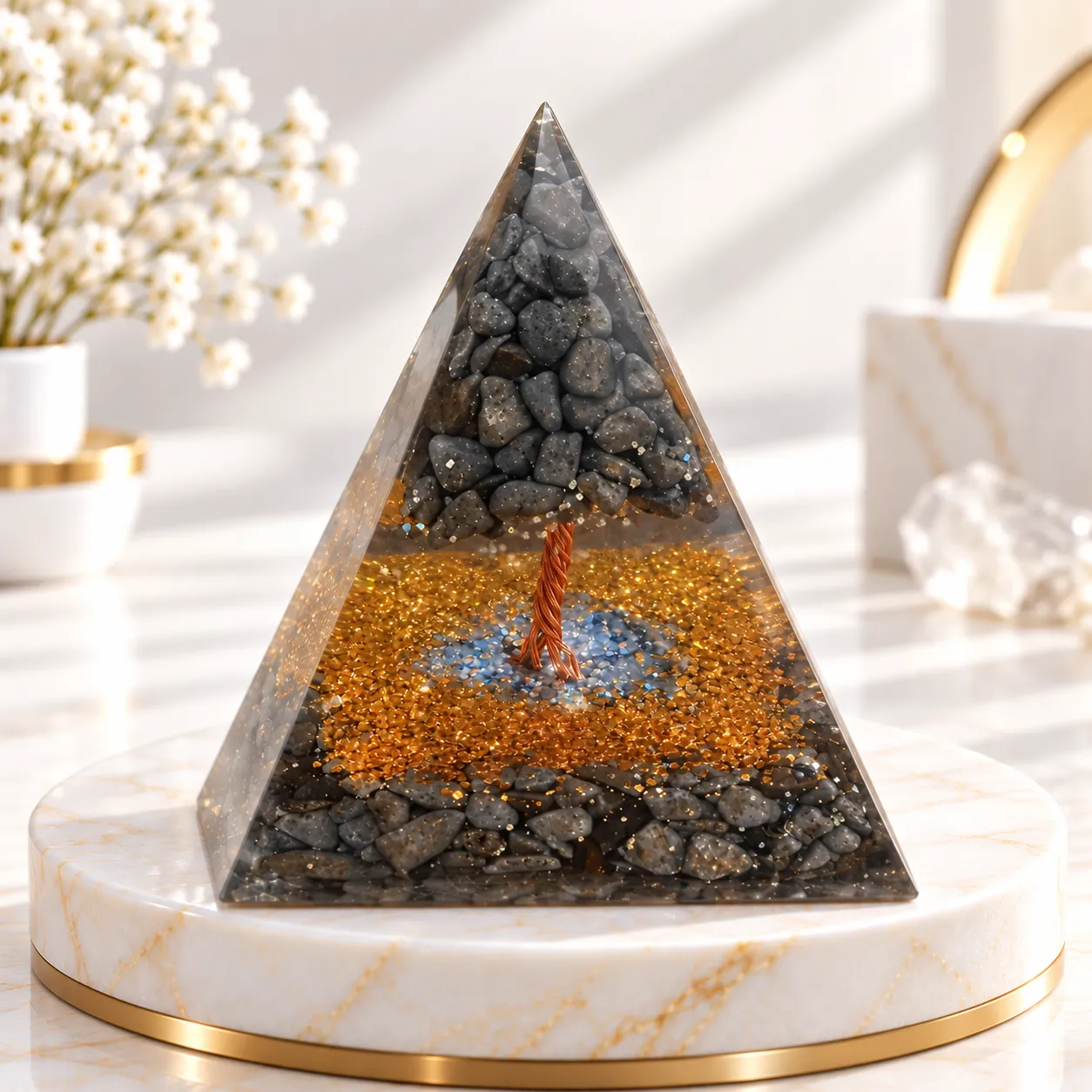 Pyrite Tree Orgonite Pyramid