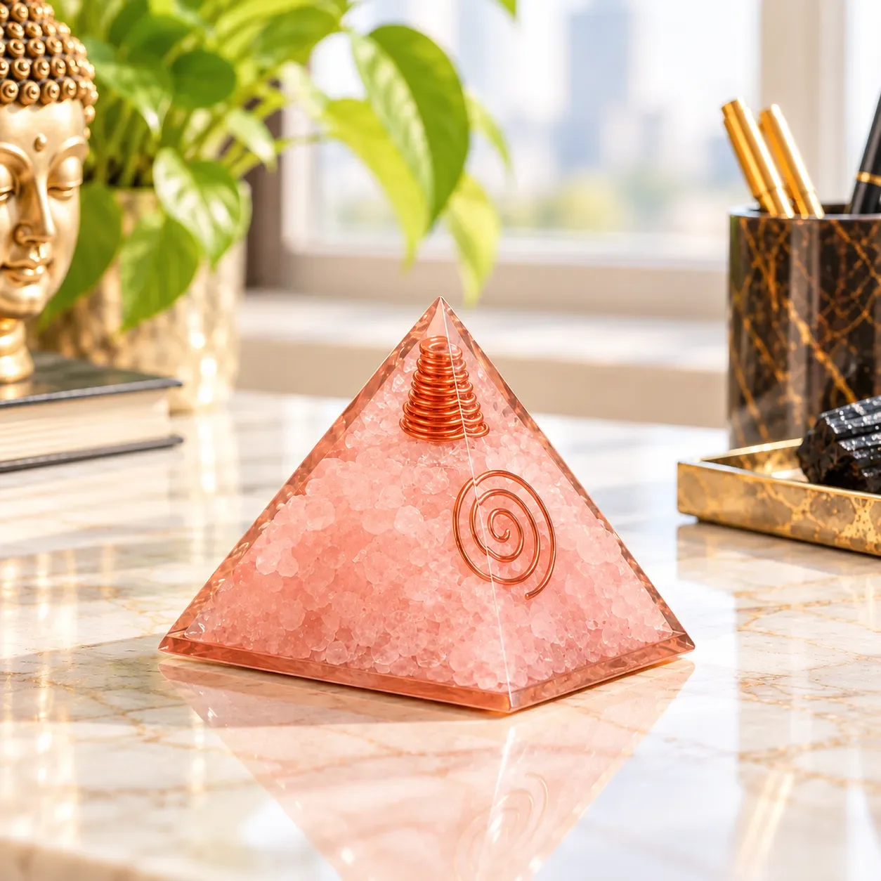 Rose Quartz Orgonite Pyramid – 7 cm