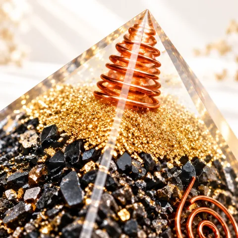 Black Tourmaline Orgonite Pyramid – 7 cm