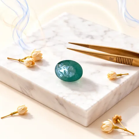 Emerald (Panna) Stone 5.77 Ratti – Oval Cabochon (EM-06)